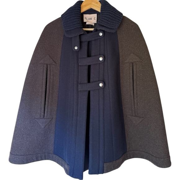 Like new! PLAN C Roll-neck Wool Cape Jacket In Brown Size 36/US Size 0/Size XS - Picture 7 of 11